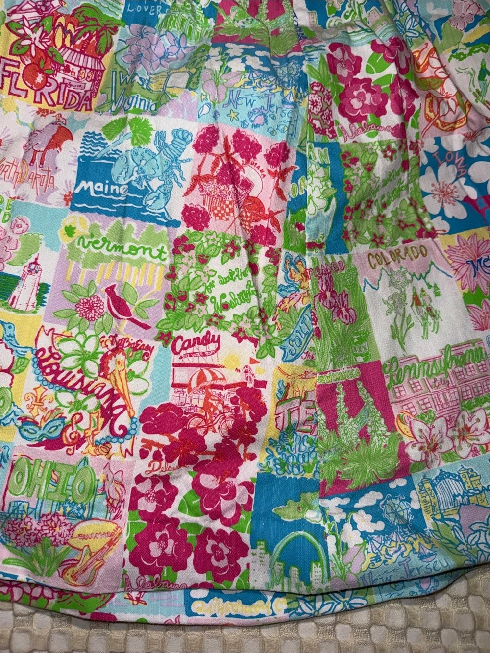 Lilly Pulitzer WOMENS Strapless Patchwork Dress in Pink, Blue, Green, Cream 12 - Picture 9 of 12